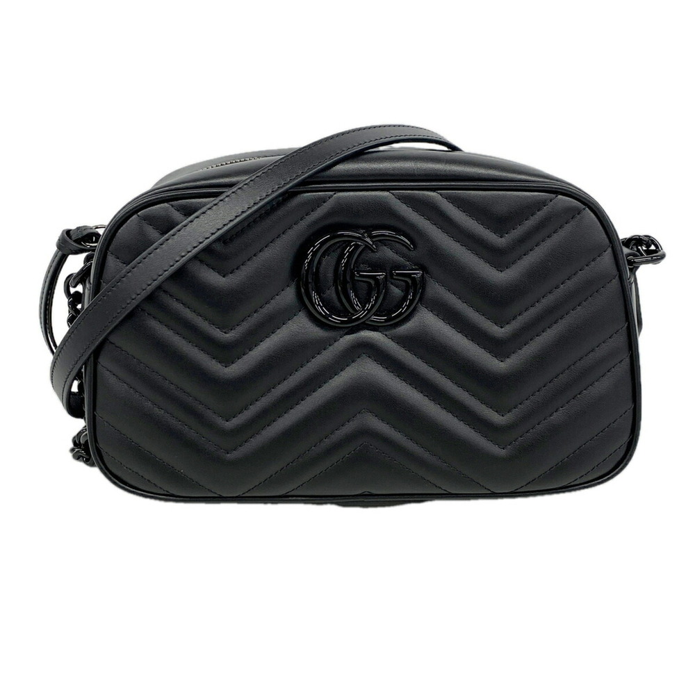Gucci GG Marmont Shoulder Bag 447632 Leather Black Women's P3658699